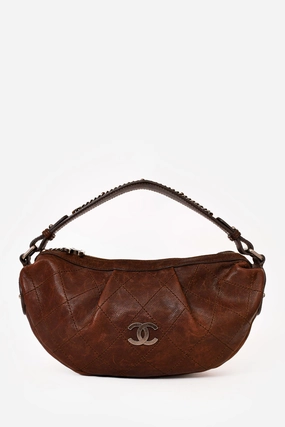 Pre-Loved Chanel 2005/2006 Brown Caviar Outdoor Ligne Small Hobo Bag