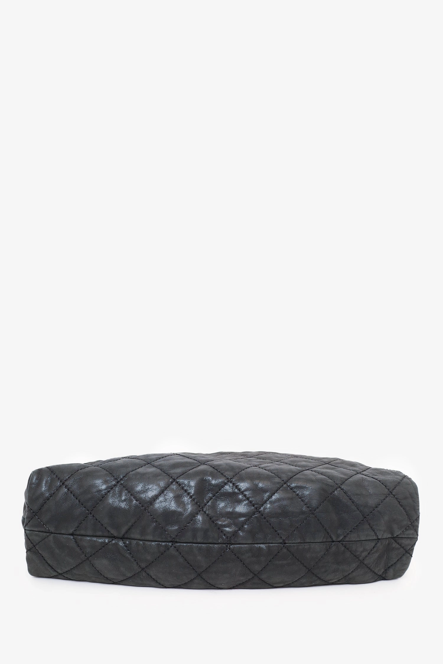 Pre-Loved Chanel 2012 Black Irridescent Leather Coco Daily Hobo Shoulder Bag
