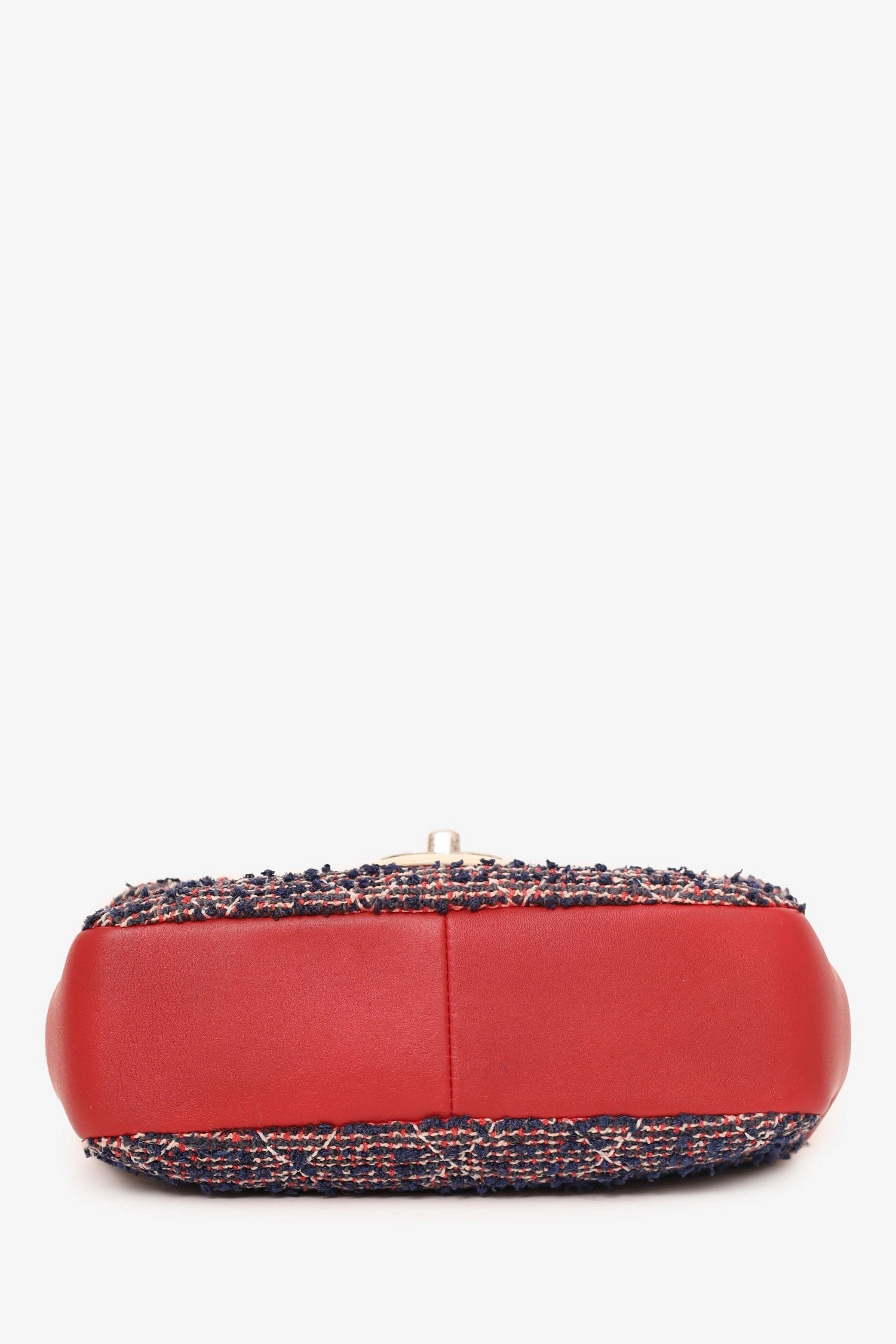 Pre-Loved Chanel 2016-17 Navy/Red Tweed Mini Single Flap Bag