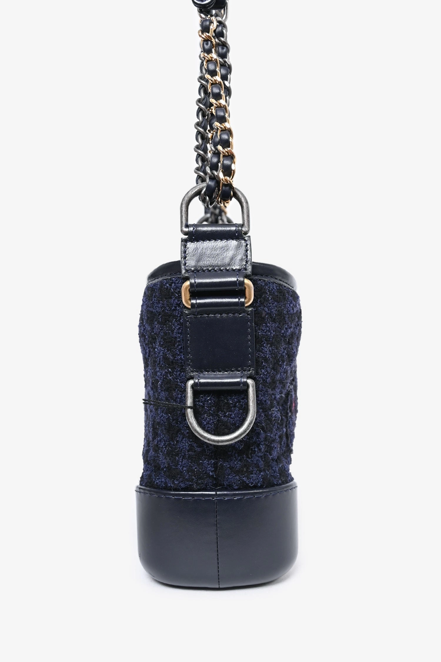Pre-Loved Chanel 2017 Black Leather/Navy Tweed Small Gabrielle Shoulder Bag (As Is)