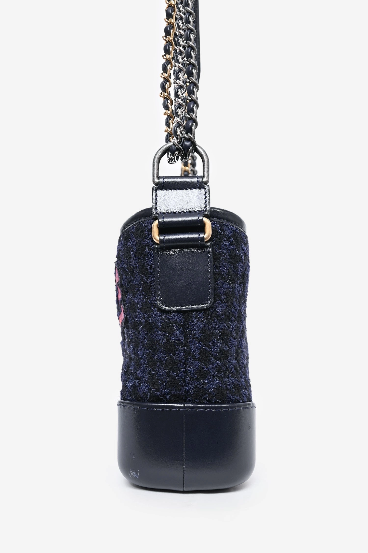 Pre-Loved Chanel 2017 Black Leather/Navy Tweed Small Gabrielle Shoulder Bag (As Is)