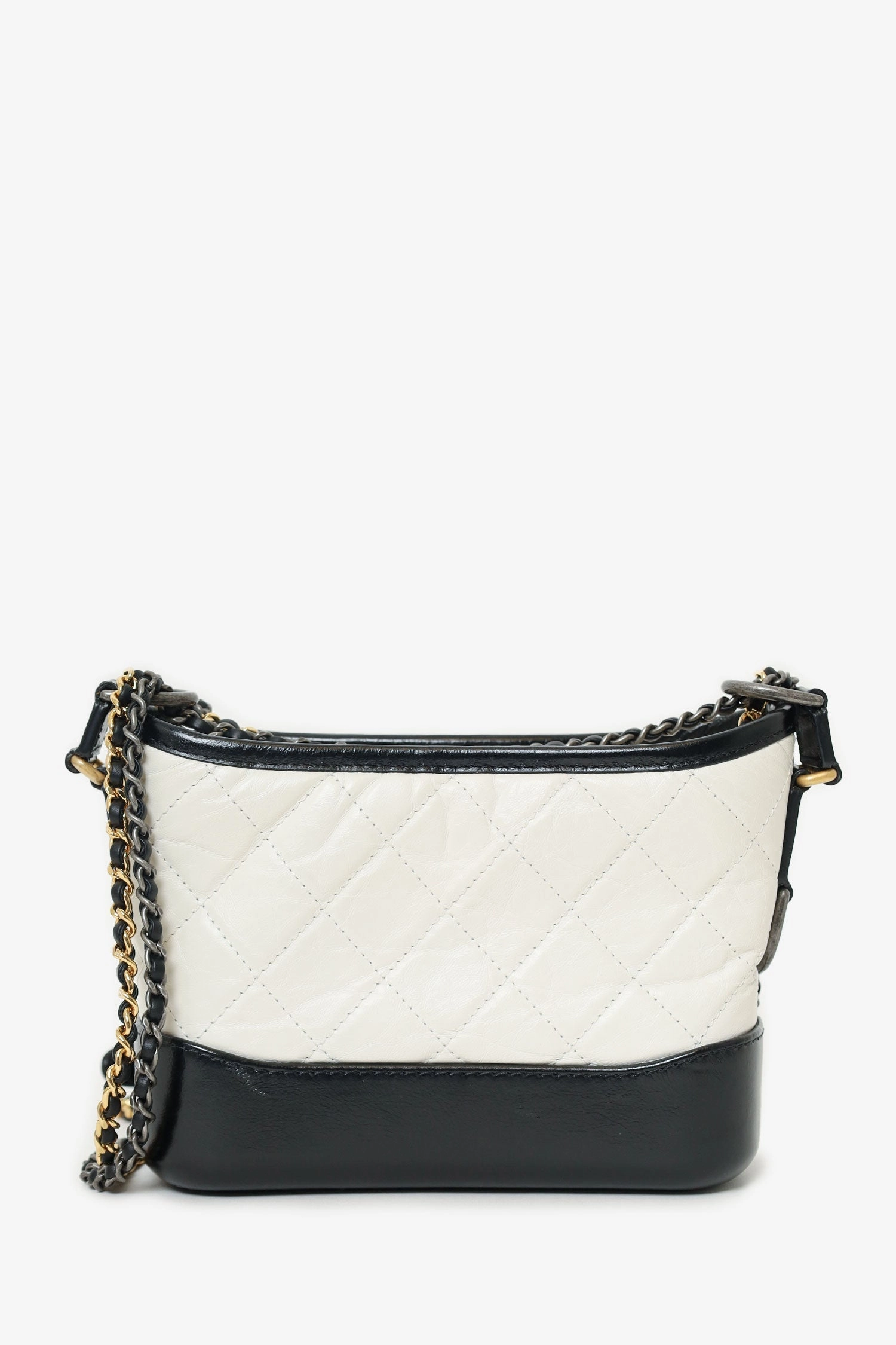 Pre-Loved Chanel  2018 Black/White Lambskin Leather Small Gabrielle Bag