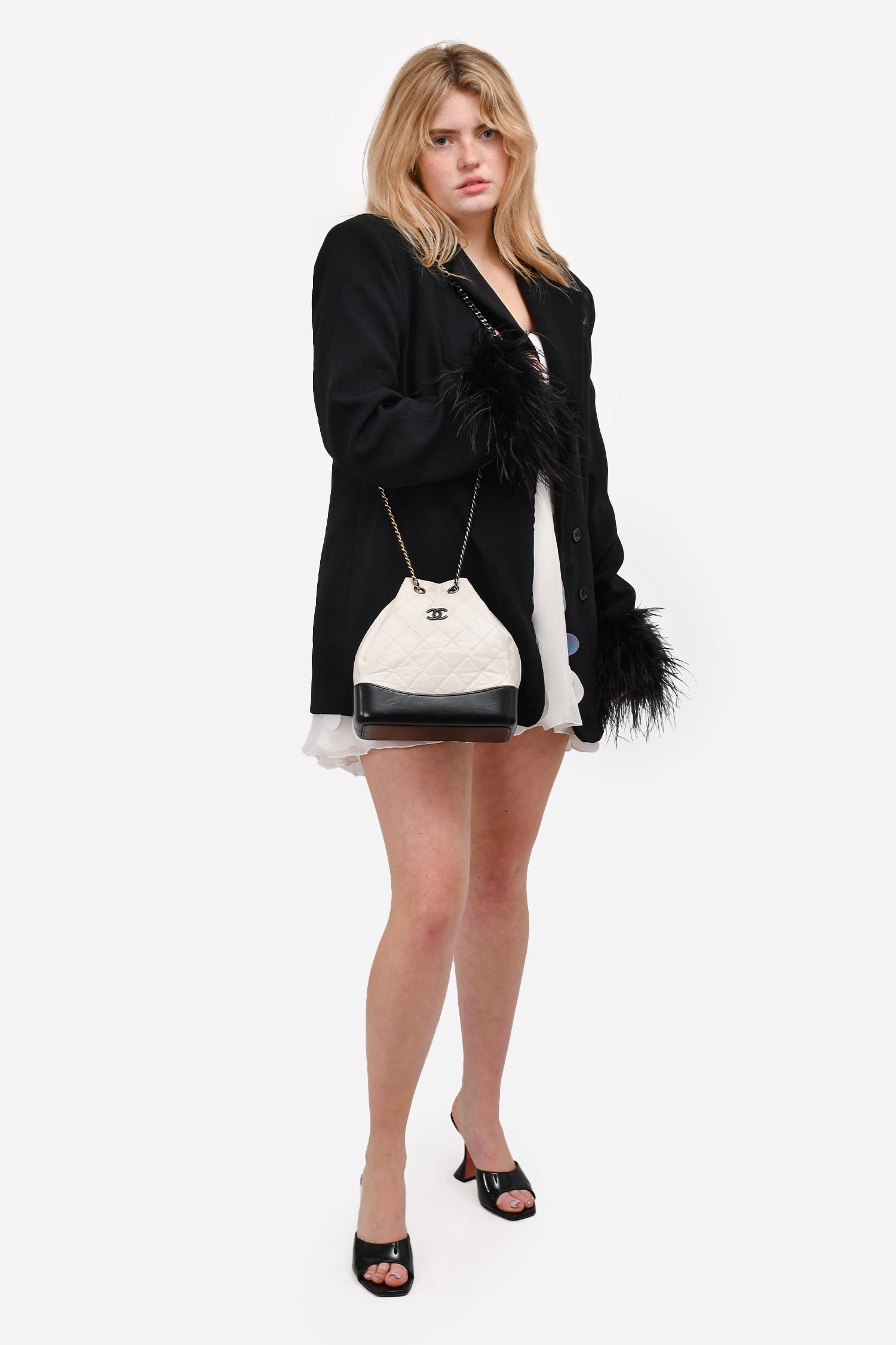 Pre-Loved Chanel 2018 White/Black Gabrielle Backpack