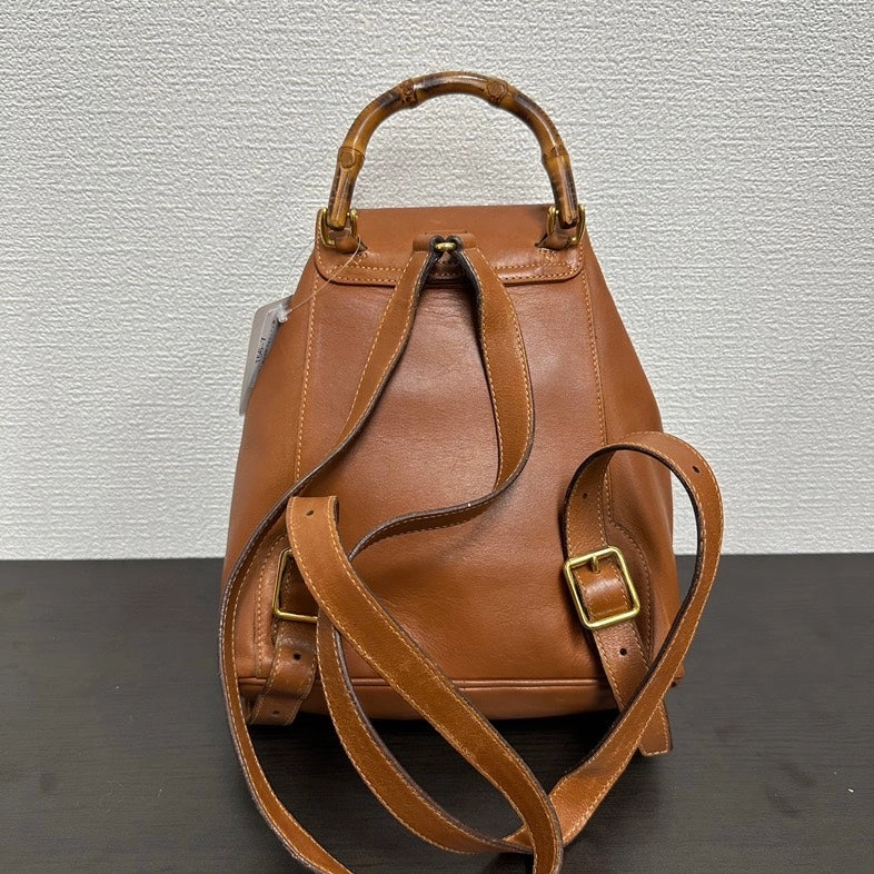 Pre-loved Gucci Bamboo Backpack V Brown Leather Backpack