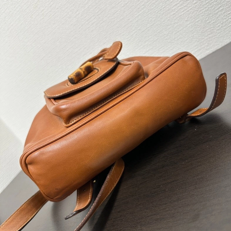 Pre-loved Gucci Bamboo Backpack V Brown Leather Backpack