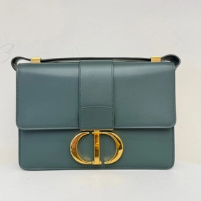 Preloved Dior Montaigne Leather Shoulder Bag Medium Green