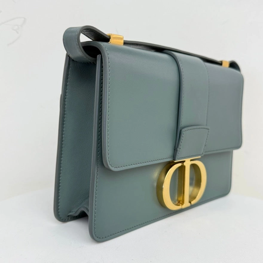 Preloved Dior Montaigne Leather Shoulder Bag Medium Green