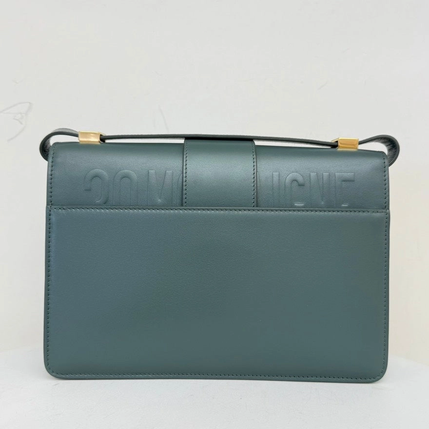Preloved Dior Montaigne Leather Shoulder Bag Medium Green