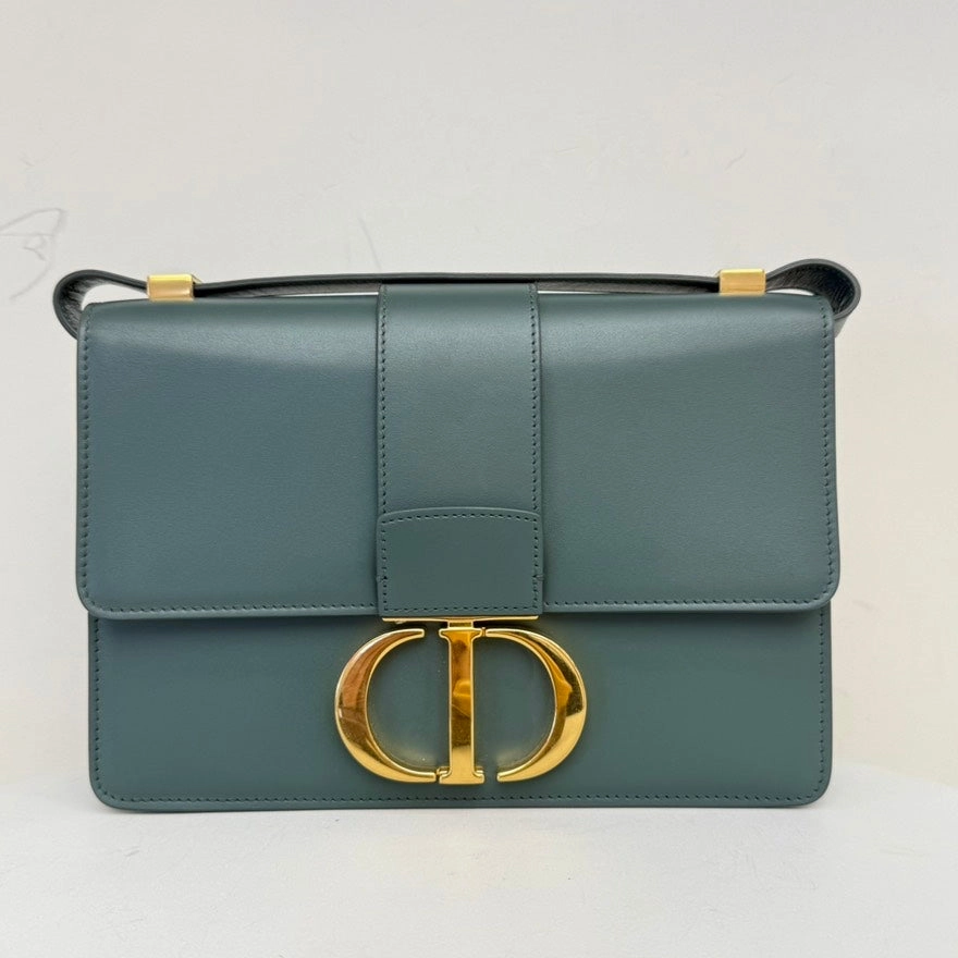 Preloved Dior Montaigne Leather Shoulder Bag Medium Green