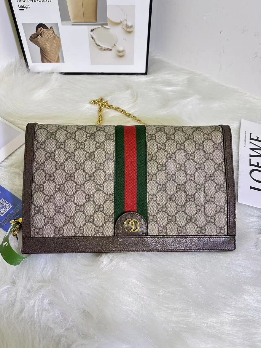 Preloved Gucci Ophidia Large Beige GG Supreme Canvas Shoulder Bag
