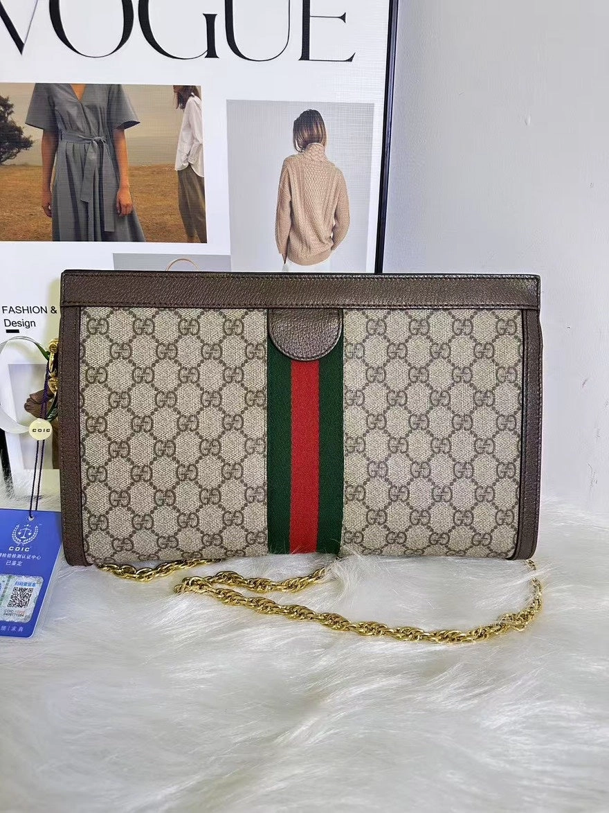 Preloved Gucci Ophidia Large Beige GG Supreme Canvas Shoulder Bag