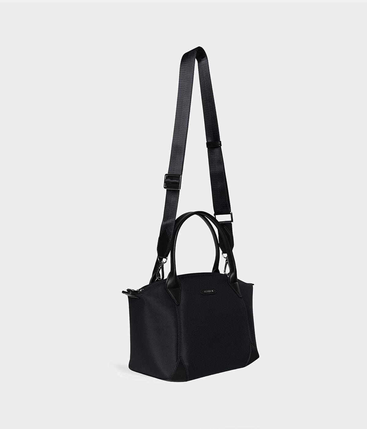 Pretty Apple Skin & Nylon Shoulder Bag | Black