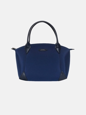 Pretty Apple Skin & Nylon Shoulder Bag | Navy Blue