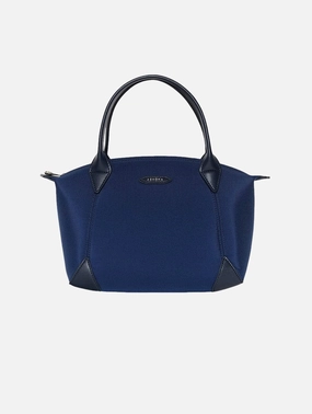 Pretty Apple Skin & Nylon Shoulder Bag | Navy Blue