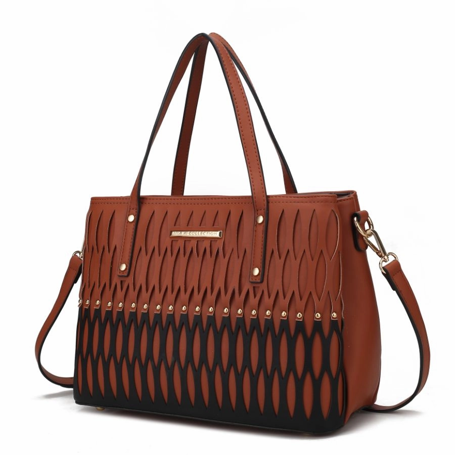 Quinn Triple Compartment Color Block Tote Bag