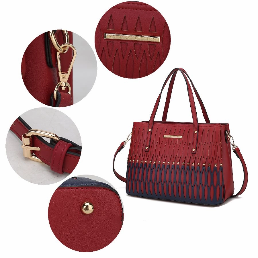 Quinn Triple Compartment Color Block Tote Bag