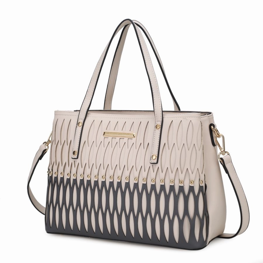 Quinn Triple Compartment Color Block Tote Bag