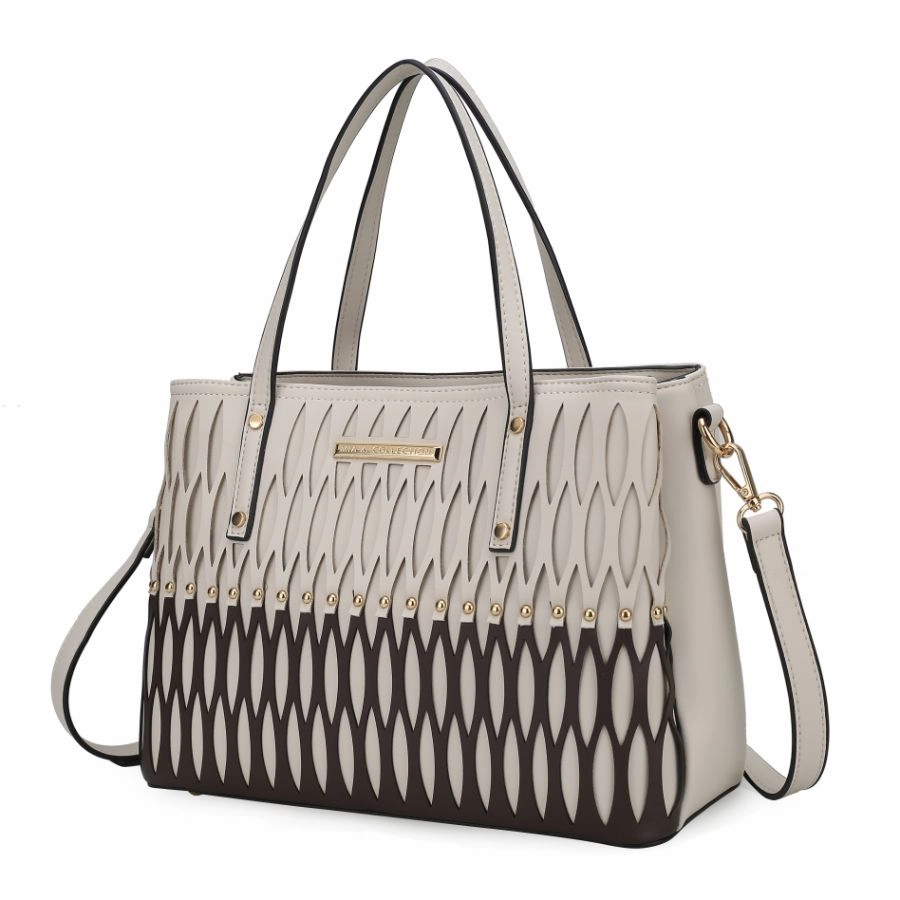 Quinn Triple Compartment Color Block Tote Bag