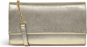 RADLEY London Chancery Row Women's Mini Leather Flapover Crossbody Bag, Pale Gold