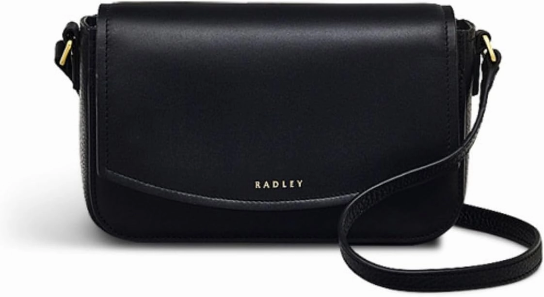 RADLEY London River Road Women's Mini Leather Flapover Phone Crossbody Bag, Black