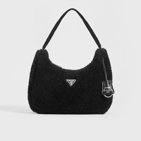 Re-Edition 2000 Shearling Shoulder Bag in Black