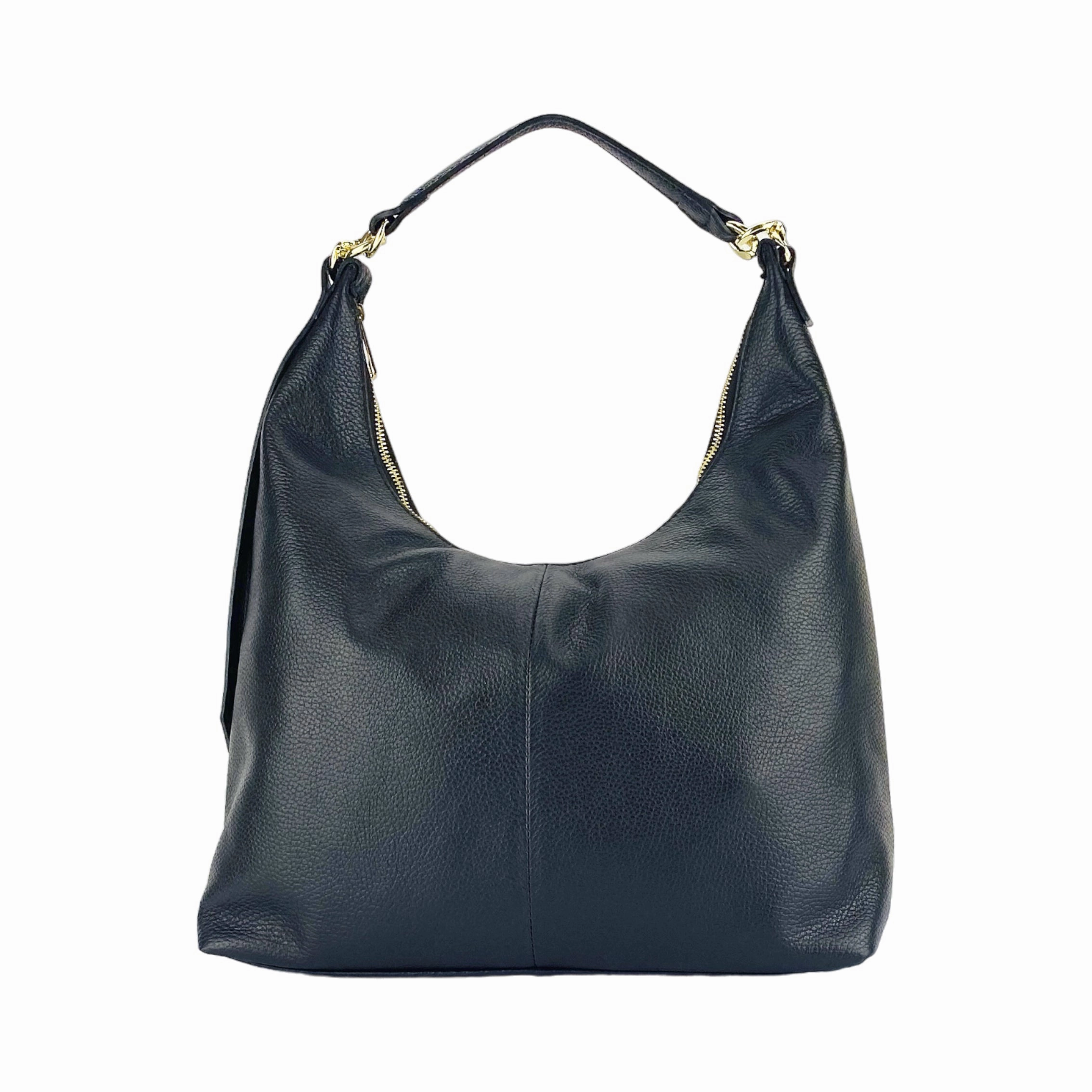 Renato Borzatta Leather Soft shoulder hobo bag black