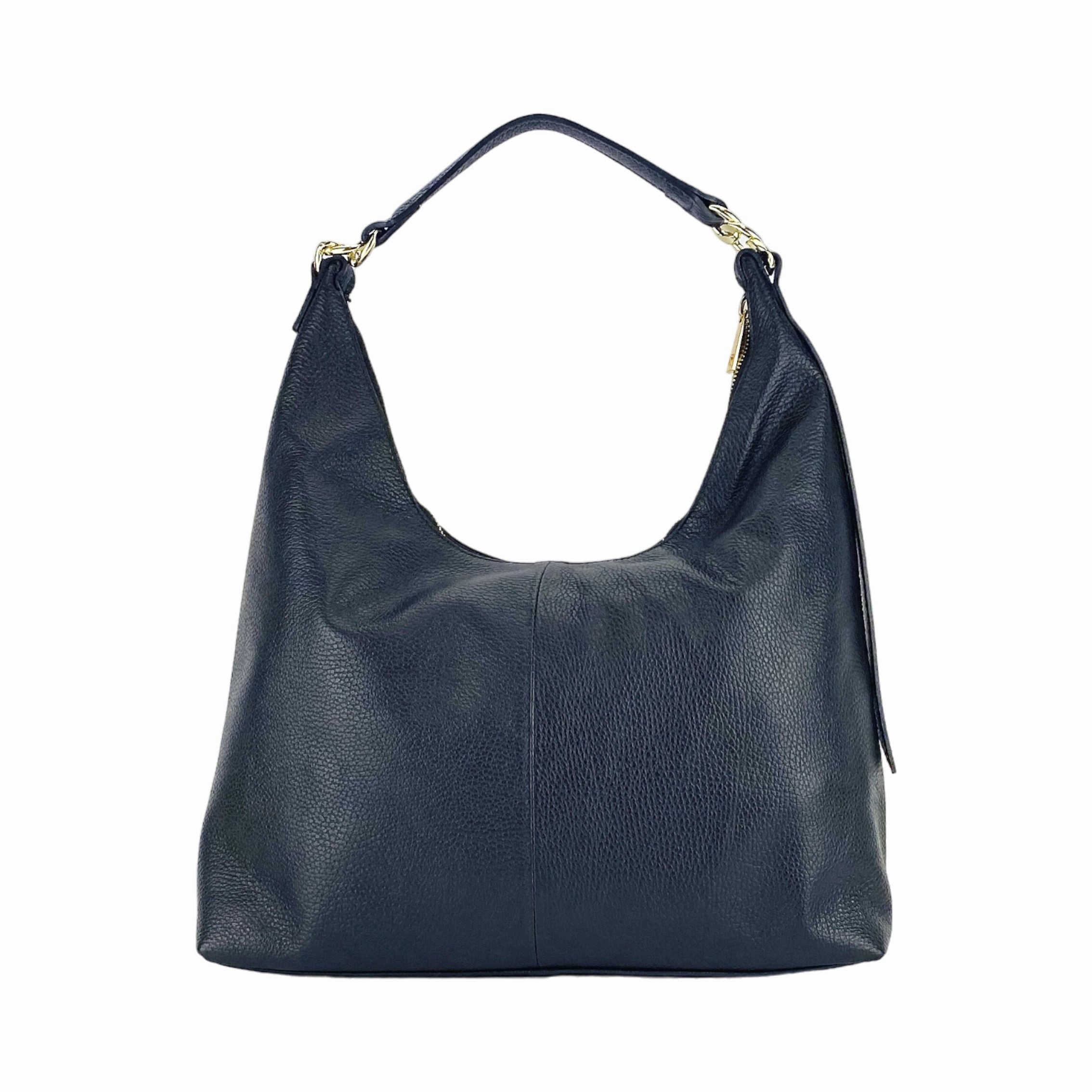 Renato Borzatta Leather Soft shoulder hobo bag black