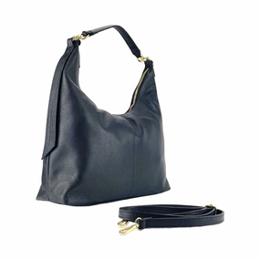 Renato Borzatta Leather Soft shoulder hobo bag black