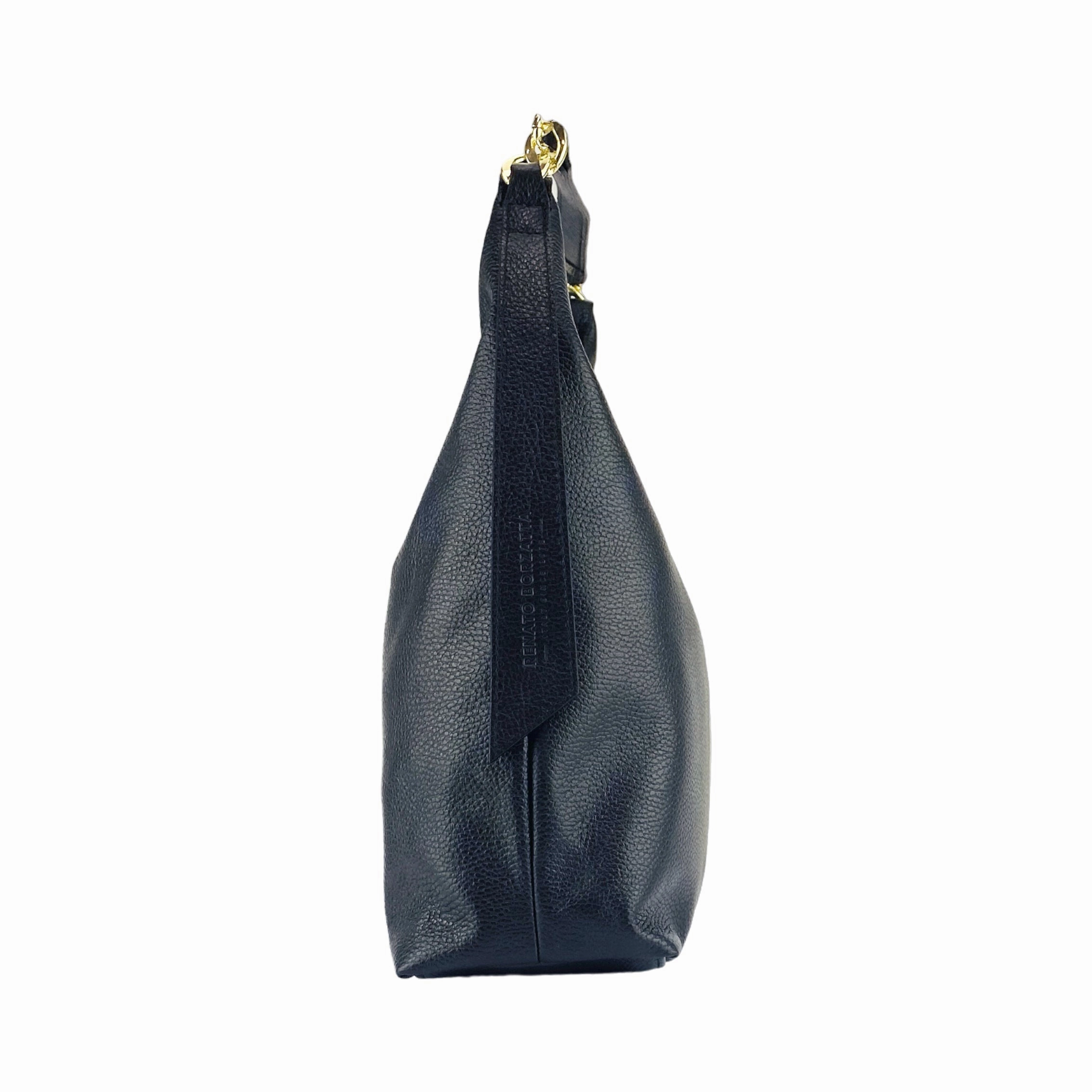 Renato Borzatta Leather Soft shoulder hobo bag black