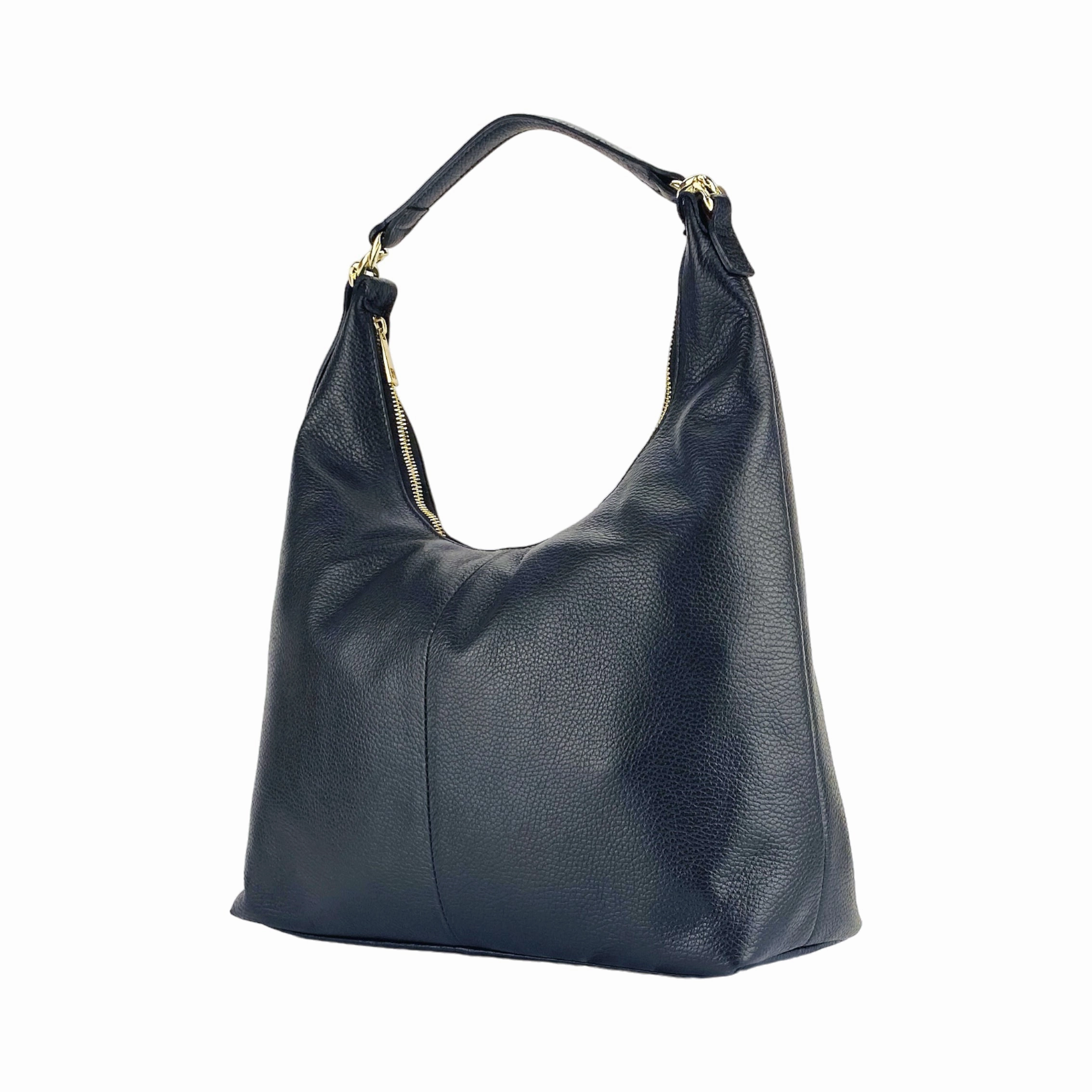 Renato Borzatta Leather Soft shoulder hobo bag black