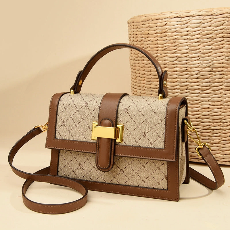 Retro Accordion PVC Handbag with Classic Print