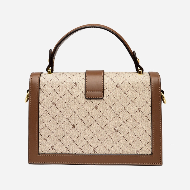 Retro Accordion PVC Handbag with Classic Print