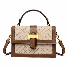 Retro Accordion PVC Handbag with Classic Print