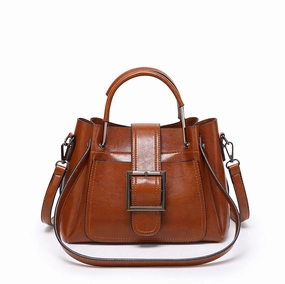 Retro Wax PU Leather Large Capacity Shoulder Tote