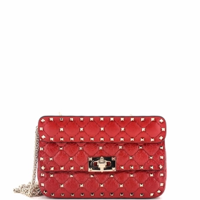 Rockstud Spike Flap Bag Crystal Embellished Quilted Leather Small