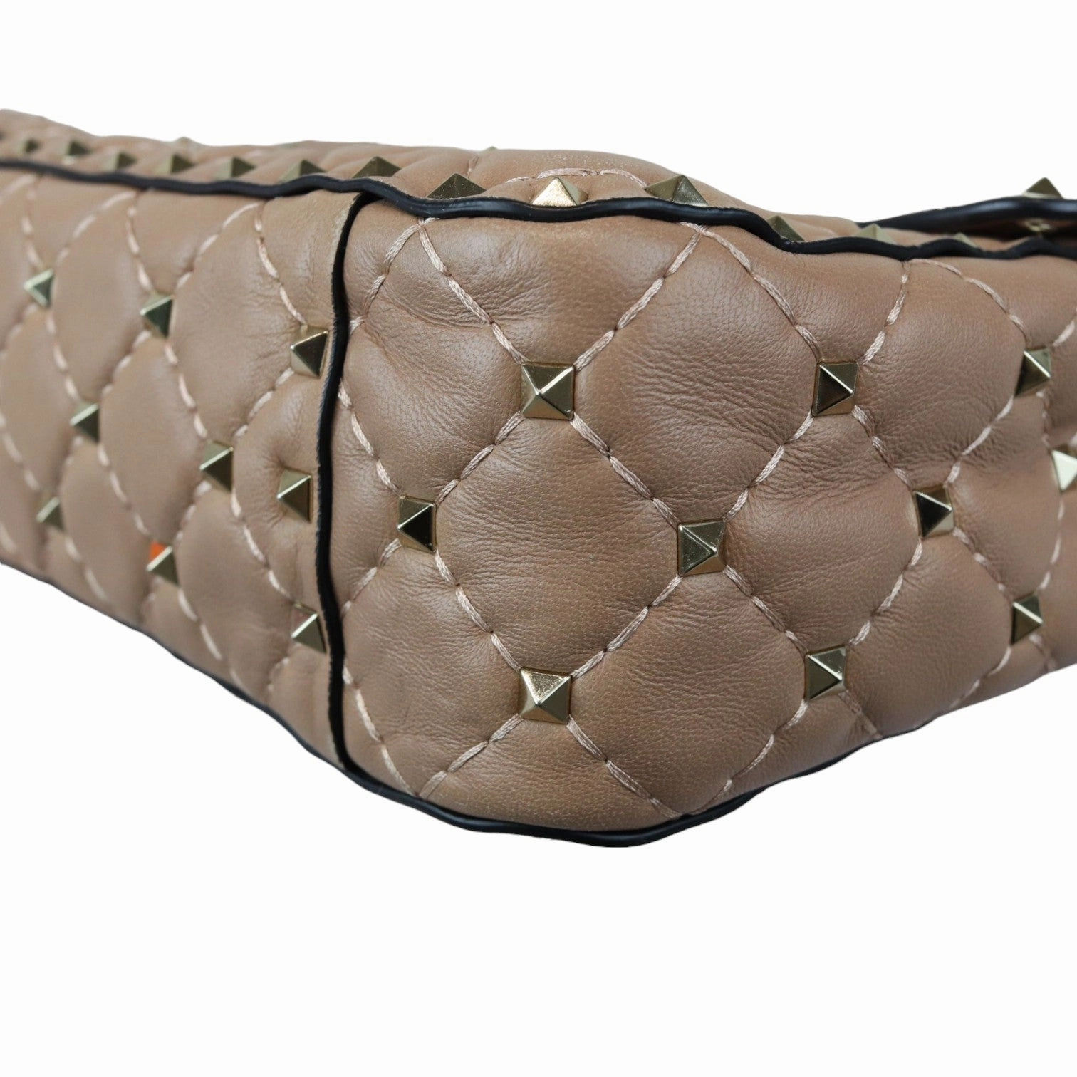Rockstud Spike Shoulder Medium Lambskin Beige GHW