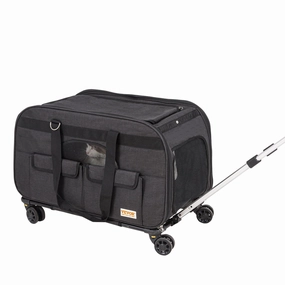 Rolling Pet Carrier with Telescopic Handle and Shoulder Strap,Dog Carrier with Wheels for Pets under 35 lbs,with 1 Folding Bowl