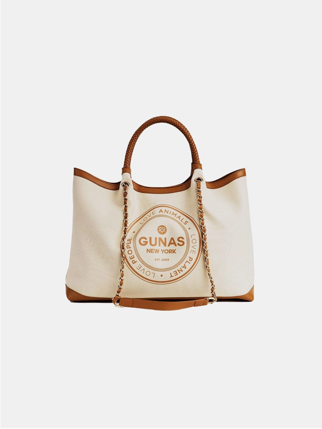 Ruth Slogan Canvas Vegan Tote | Off White & Tan