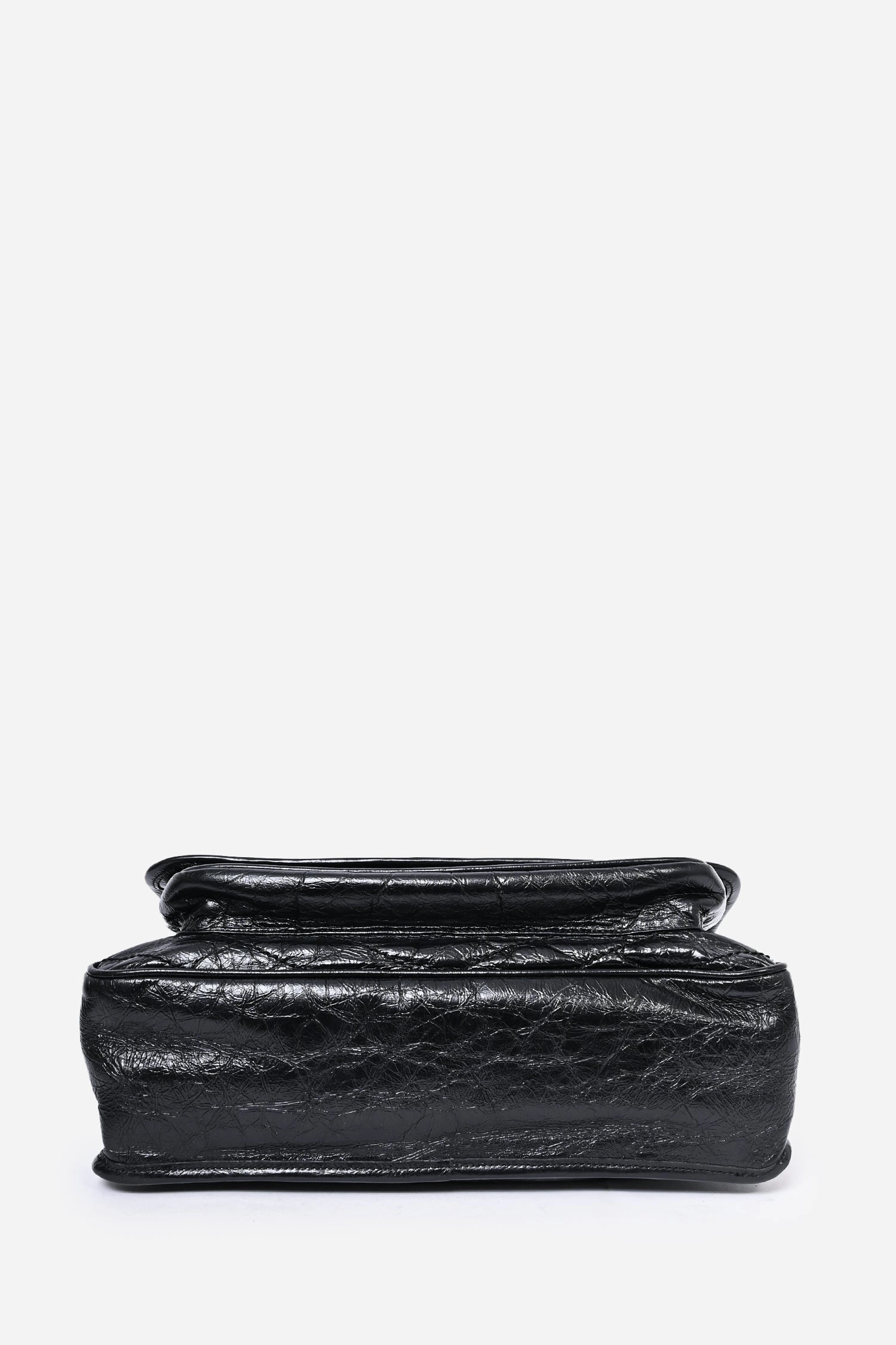 Saint Laurent Black Crinkle Leather Niki Shoulder Bag