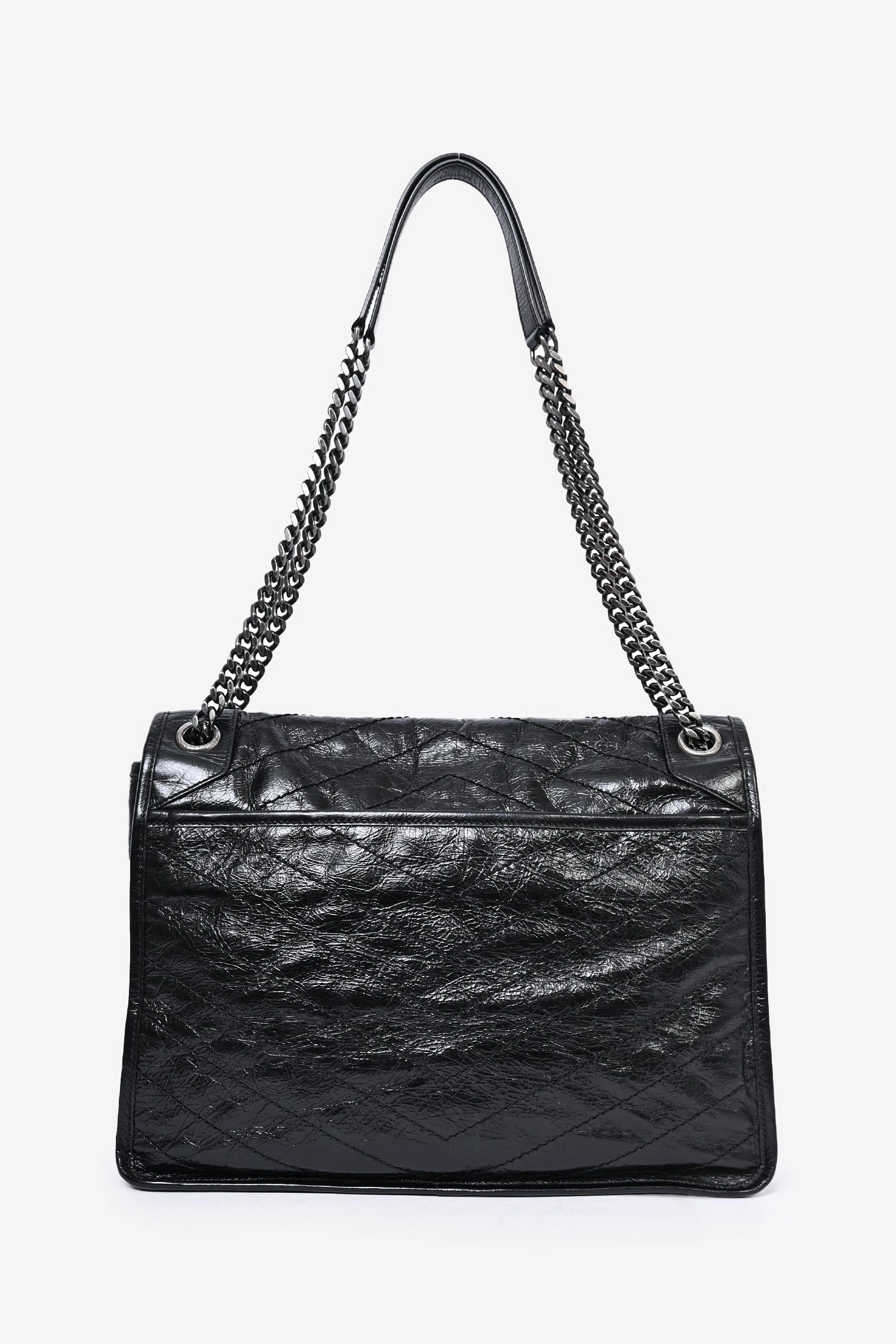 Saint Laurent Black Crinkle Leather Niki Shoulder Bag