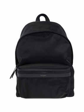 Saint Laurent City Leather Trim Backpack Black