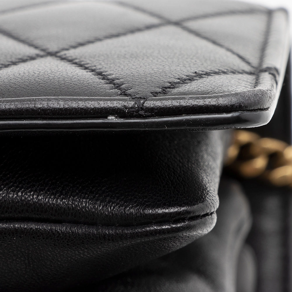 Saint Laurent Diamond Quilted Leather Monogram Angie Small Shoulder Bag (SHF-22533)