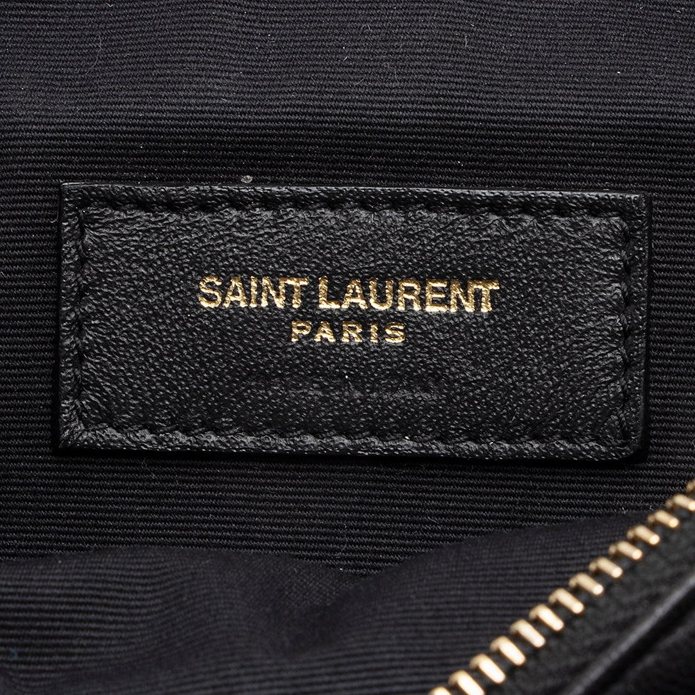 Saint Laurent Diamond Quilted Leather Monogram Angie Small Shoulder Bag (SHF-22533)
