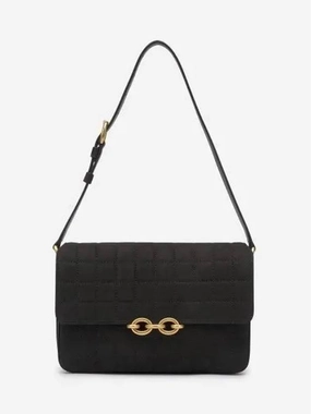 Saint Laurent Le Maillon Quilting Satchel Shoulder Bag Black