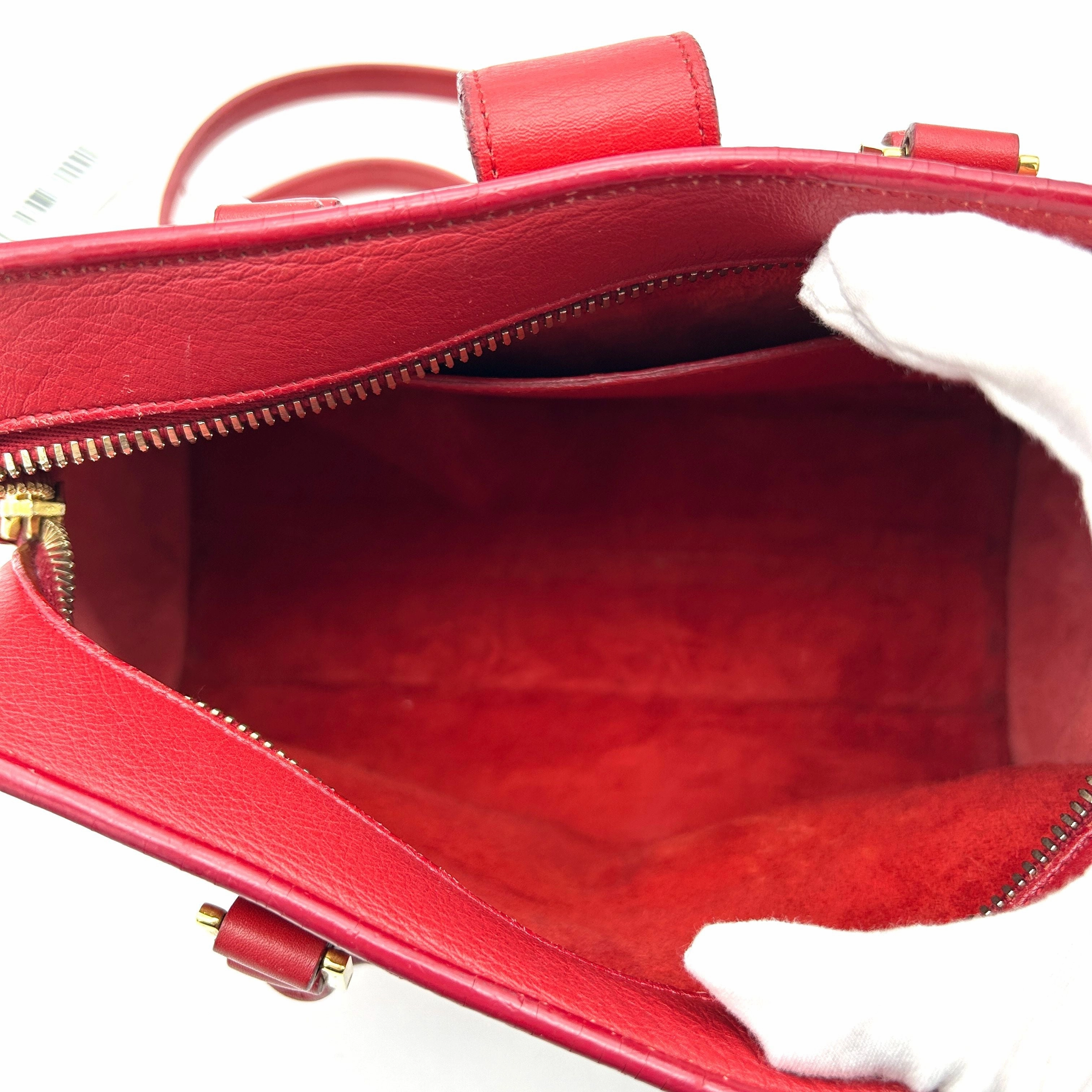 Saint Laurent Leather Shoulder Bag Small - Red Handle Bags, Handbags LA18413