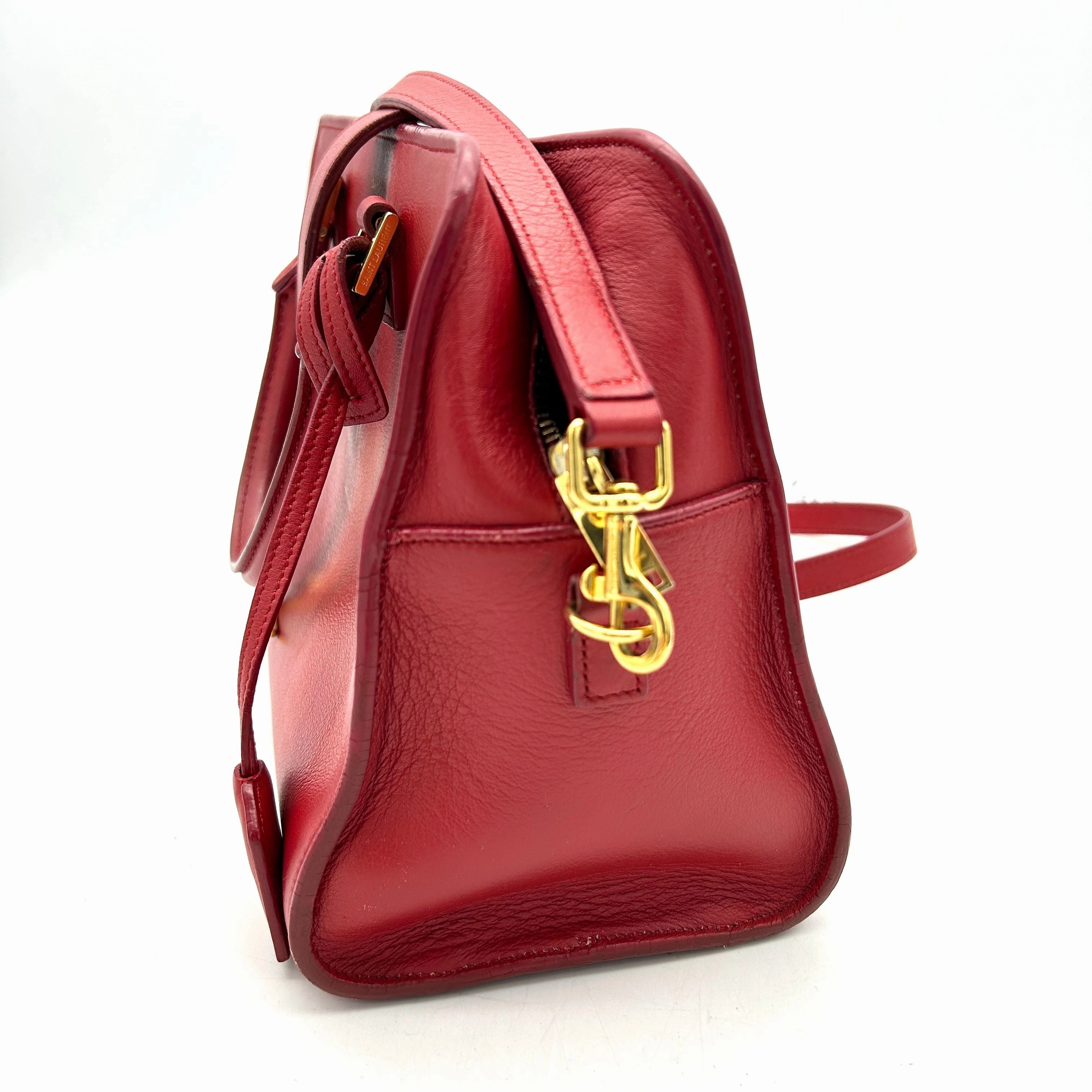 Saint Laurent Leather Shoulder Bag Small - Red Handle Bags, Handbags LA18413