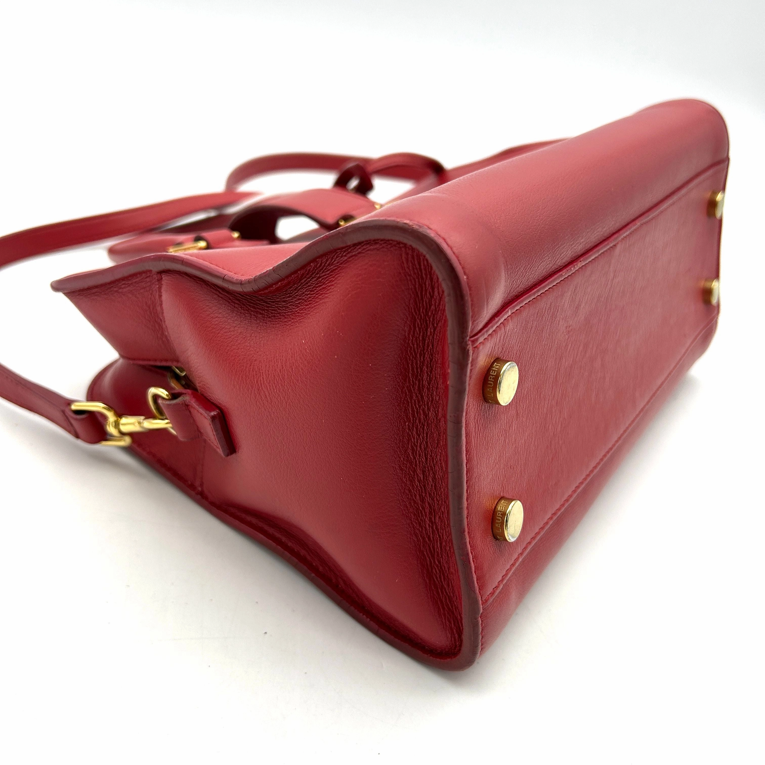 Saint Laurent Leather Shoulder Bag Small - Red Handle Bags, Handbags LA18413