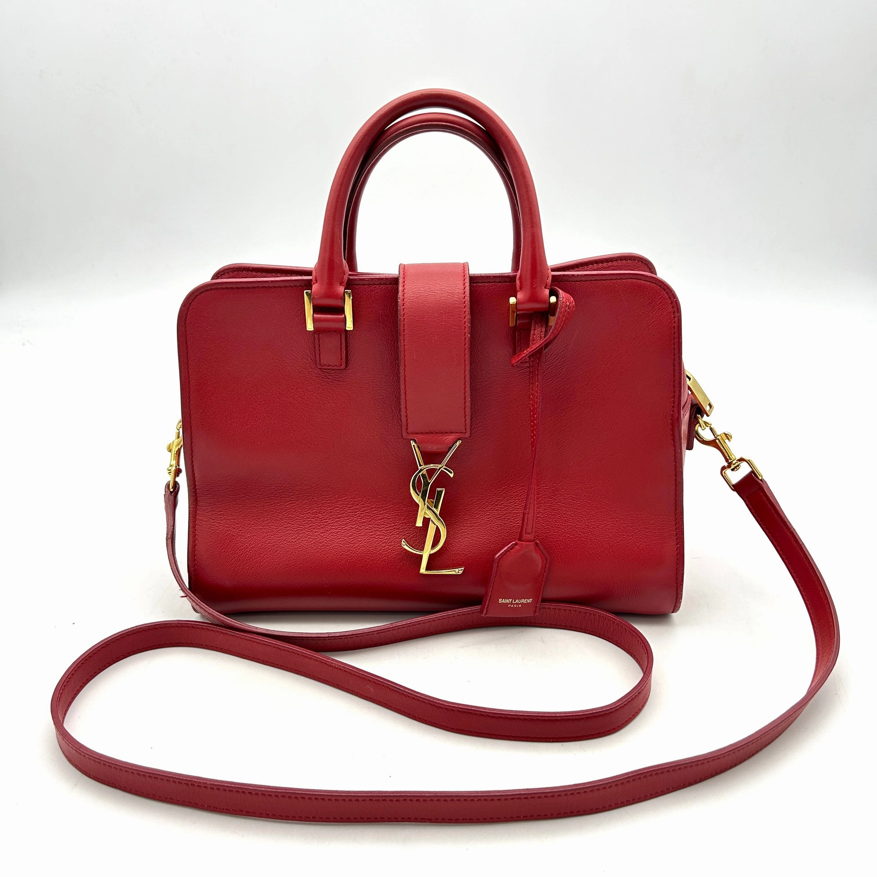 Saint Laurent Leather Shoulder Bag Small - Red Handle Bags, Handbags LA18413
