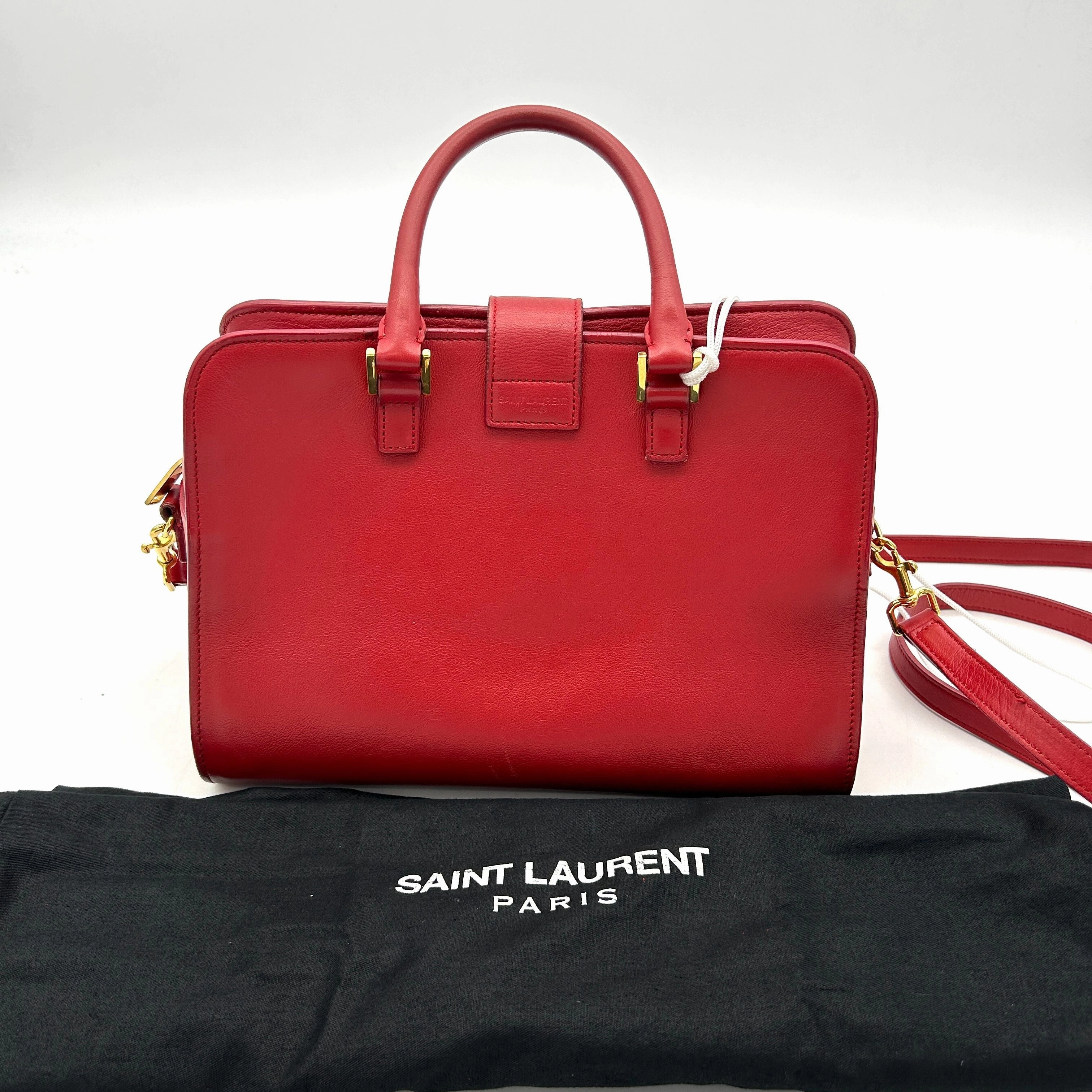 Saint Laurent Leather Shoulder Bag Small - Red Handle Bags, Handbags LA18413