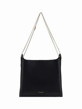 Saint Laurent Logo Print Shoulder Bag Black